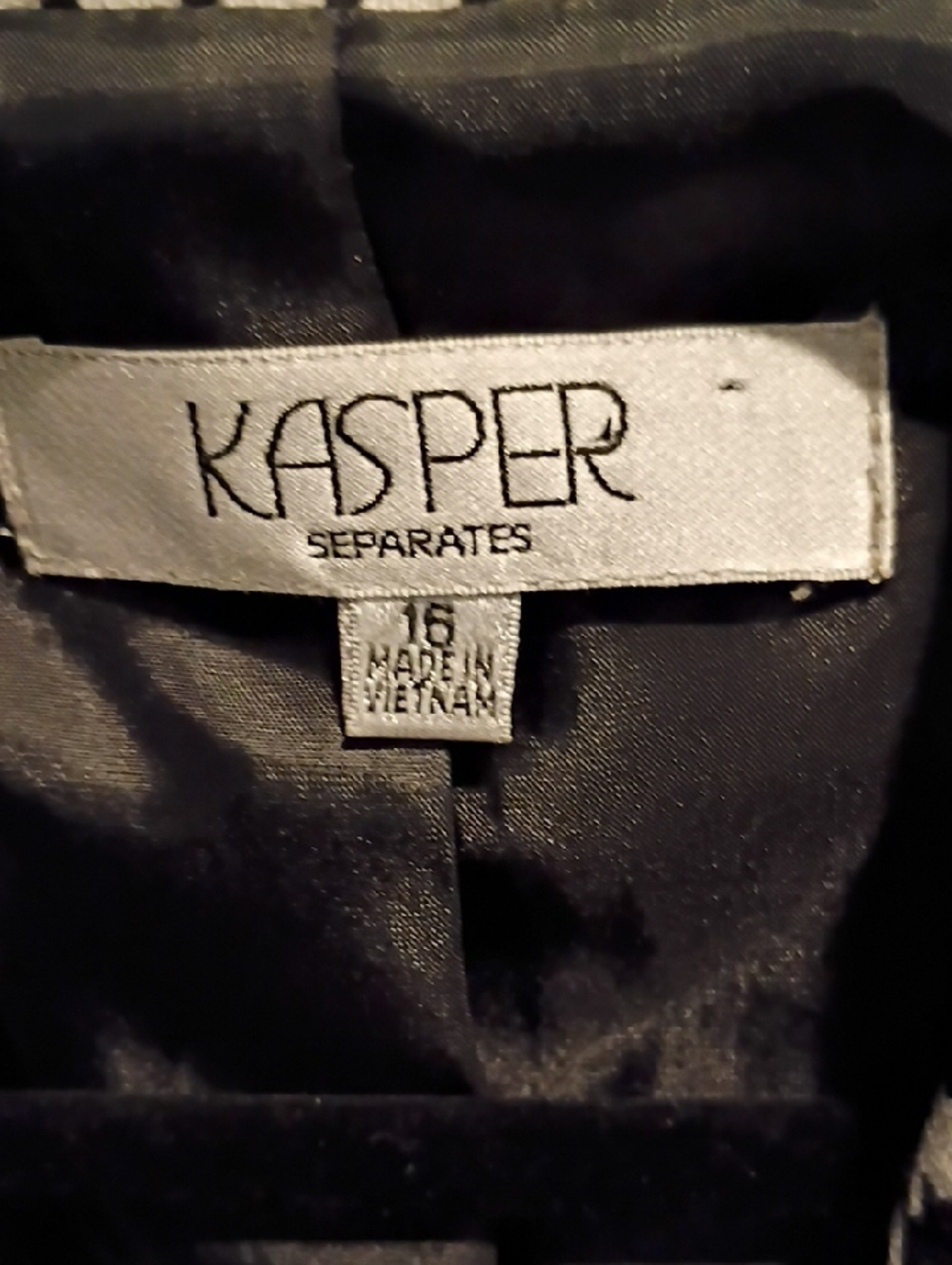FINAL PRICE KASPER Separates Black & White Houndstooth Jacket w Black Lining